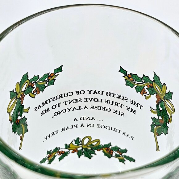 6th Day Drinking Glass from 12 Days of Christmas Set 5.5" TS &T Indiana Glass - Picture 5 of 10